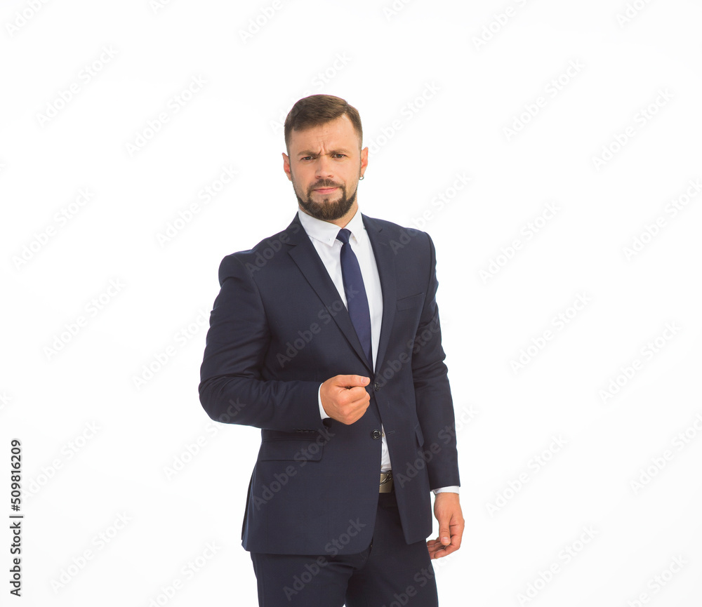 young businessman in a suit posing with different emotions on a white background in the studio isolated in full growth young businessman in a suit posing with different emotions on a white background in the studio isolated in full growth