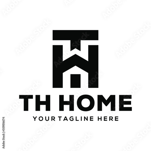 letter Th home logo design creative 