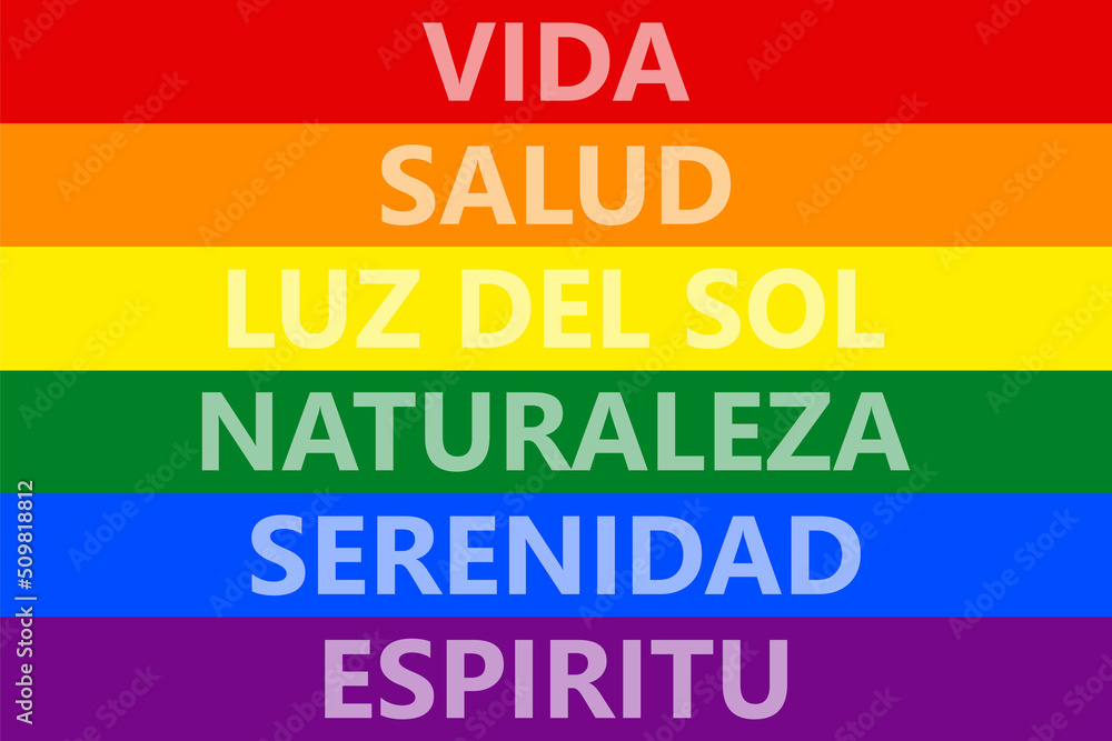 Bandera arcoíris con el significado de los colores