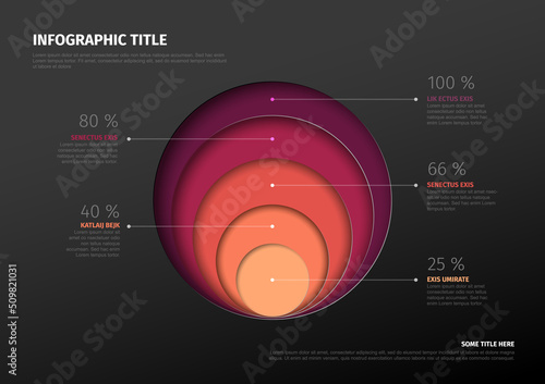 Dark Infographic template with percentages