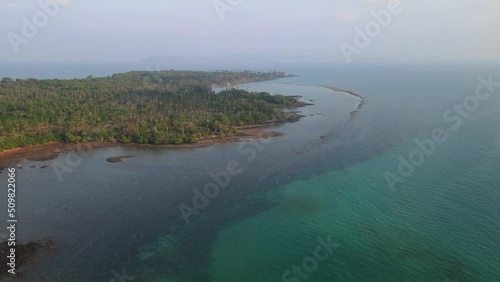 Aerial view of drone for koh mak island and ocean view from sky