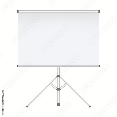 Screen projector for cinema, movie, games and meetings in flat design. White blank presentation board.