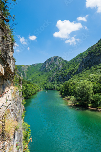 Matka Canyon in Skopje  North Macedonia. Landscape of Matka Canyon and lake  a popular tourist destination in Macedonia