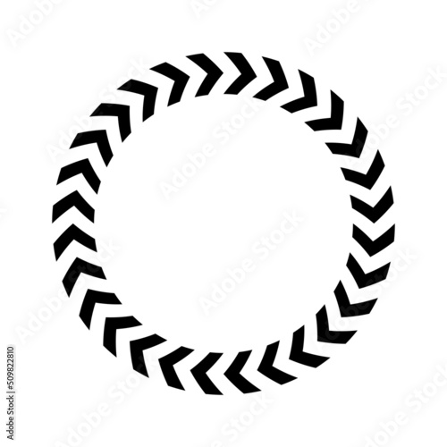 Chevron circle arrow icon. Round arrow frame. Vector isolated on white.
