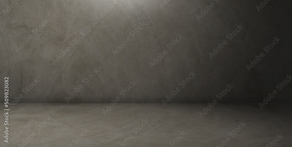 Empty dark gray concrete wall room studio background and rough floor perspective well editing montage displays products and text present on back backdrop  - obrazy, fototapety, plakaty 