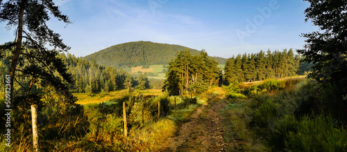 Chemin en Haute-Loire menant au Mont Bar, Allègre, Auvergne, France