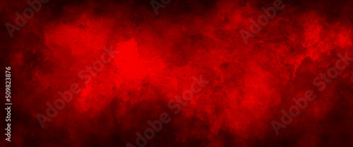 Red watercolor ombre leaks and splashes texture on red watercolor paper background, watercolor dark red black nebula universe. watercolor hand drawn illustration. red watercolor ombre leaks. 