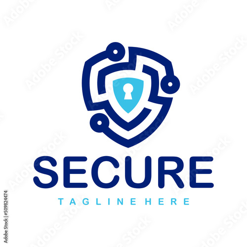 secure shield technology logo design