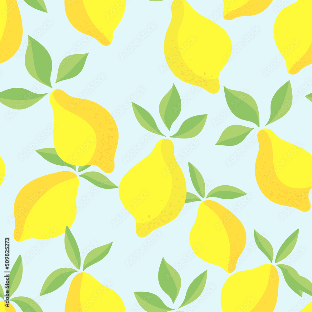Lemon citrus pattern. Vector seamless summer illustration. Exotic fruit. Tropical wallpaper print. Lemon citrus pattern. Vector seamless summer illustration. Exotic fruit. Tropical wallpaper print.