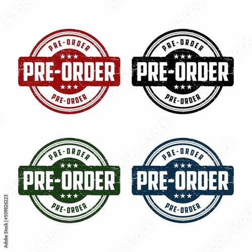 Pre-order grunge rubber stamp on white background, vector illustration