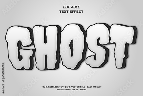 White ghost 3d creepy text style, editable text effect template