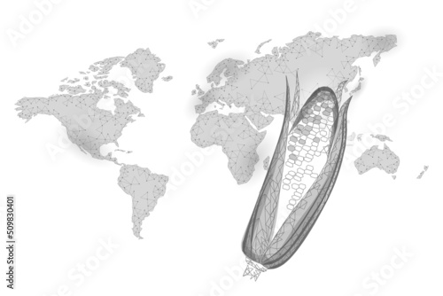 3D corn grain. World food Day hunger awareness. Help charity food help global international refugees vector illustration