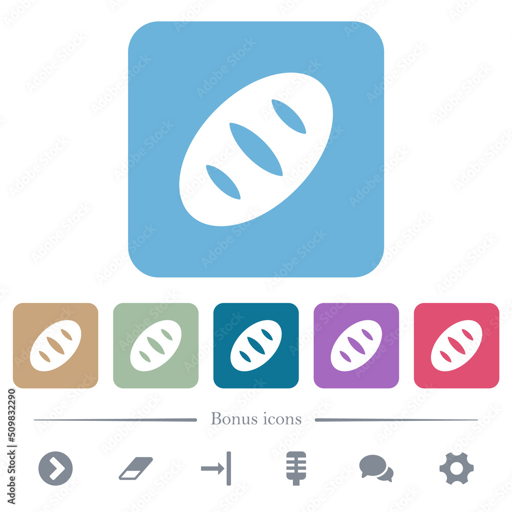 Bread flat icons on color rounded square backgrounds Bread flat icons on color rounded square backgrounds