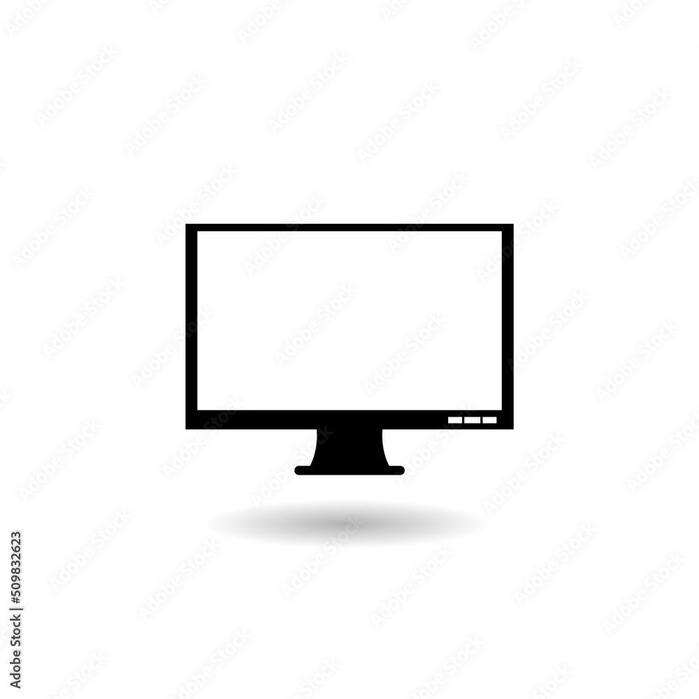Desktop computer logo with shadow Desktop computer logo with shadow