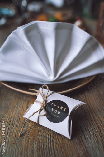 Wedding Decoration Thank You on wood table