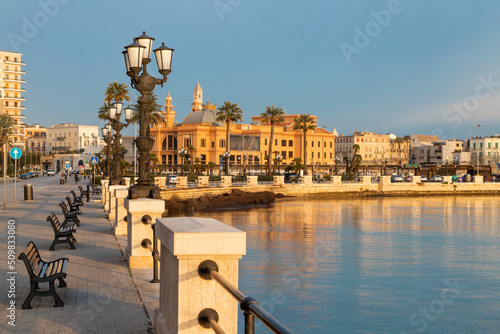 Bari - The promenade with theater in the morning light.
