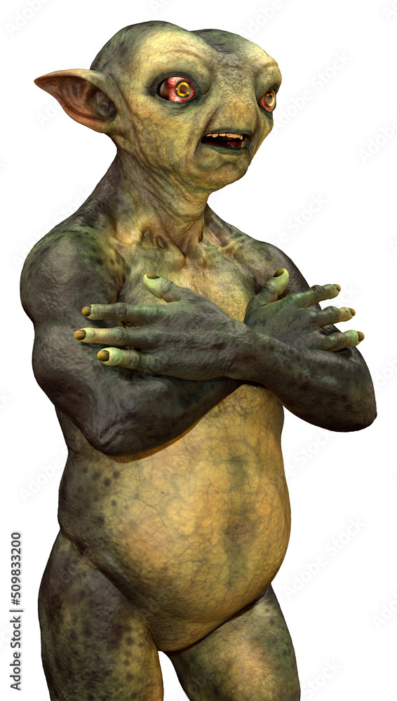 Obraz premium 3D Rendering Green Alien on White