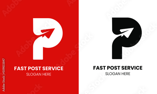 Fast Post Service Logo design inspiration isolated on white and red background vector