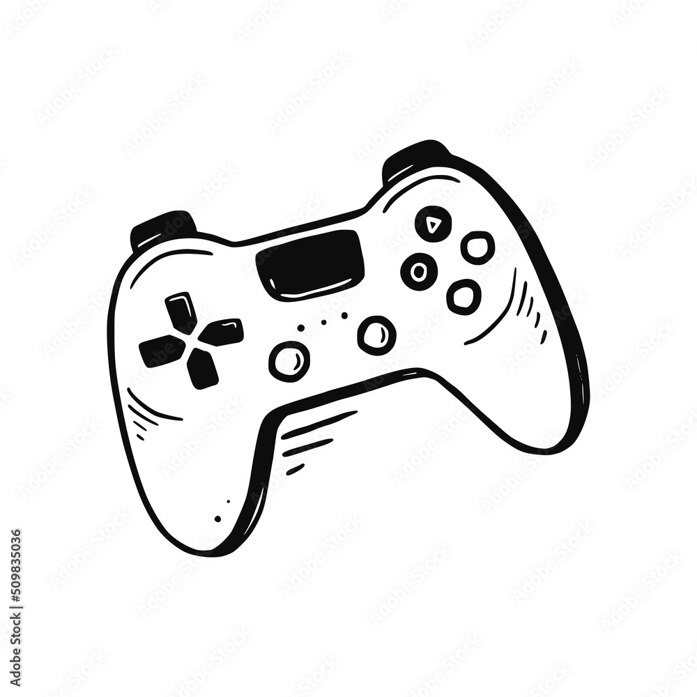 Padrão perfeito de doodle desenhado à mão de videogame elemento de  controlador de joystick de console de videogame