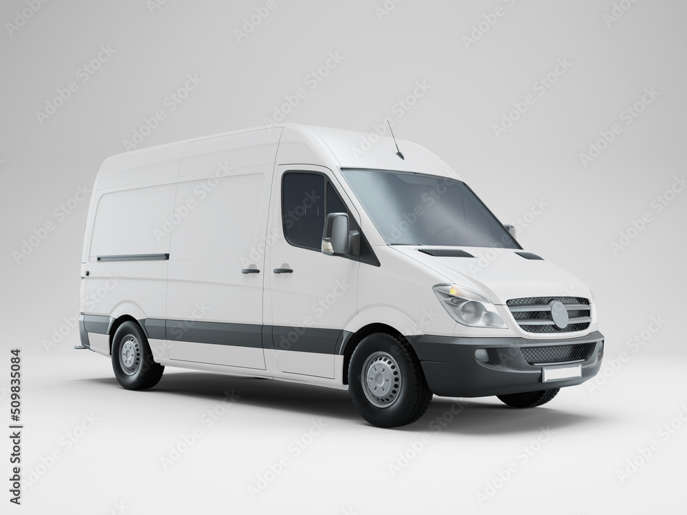3D Illustration. White van mockup isolated on white background 3D Illustration. White van mockup isolated on white background