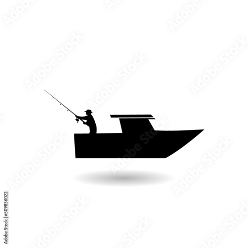 Fishing boat logo with shadow