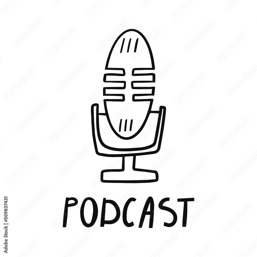 Podcast illustration in flat style on white background. Communication concept. Flat vector illustration.