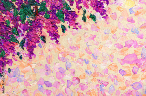 Oil painting Lilac bush in spring