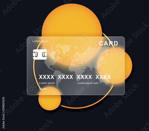 Credit card mockup. Front side of plastic card. Payment on Internet, cashless transfers and transactions. Financial transactions and economy, icon for online store. Isometric vector illustration