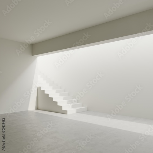 Empty wall mockup in bright minimalist living room architectural space interior 3d rendering