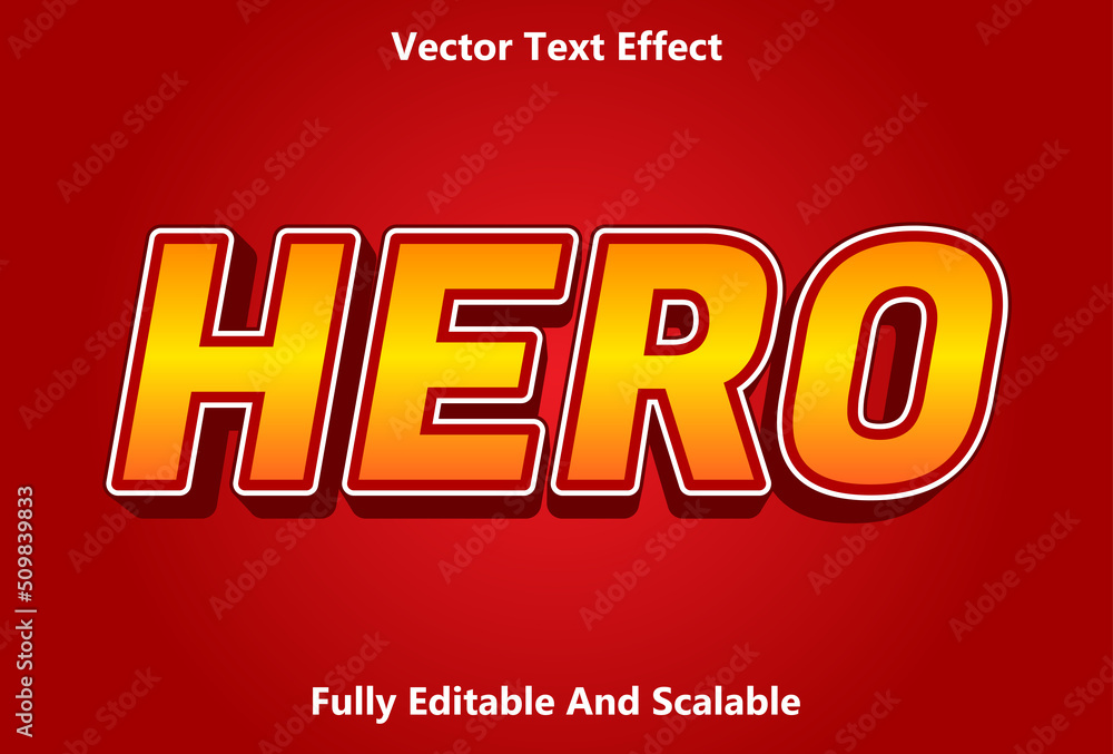 hero text effect with red color editable.