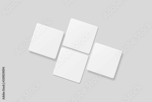 Blank square business card for mockup. 3D Render.