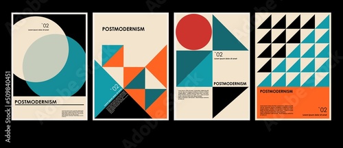Photo Artworks, posters inspired postmodern of vector abstract dynamic symbols with bold geometric shapes, useful for web background, poster art design, magazine front page, hi-tech print, cover artwork