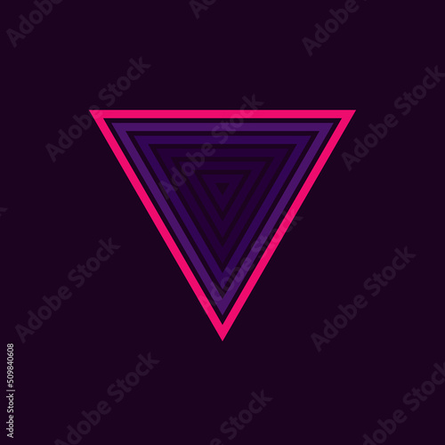 Vintage triangular sunset in the style of the 80s. Vector background. A design element.