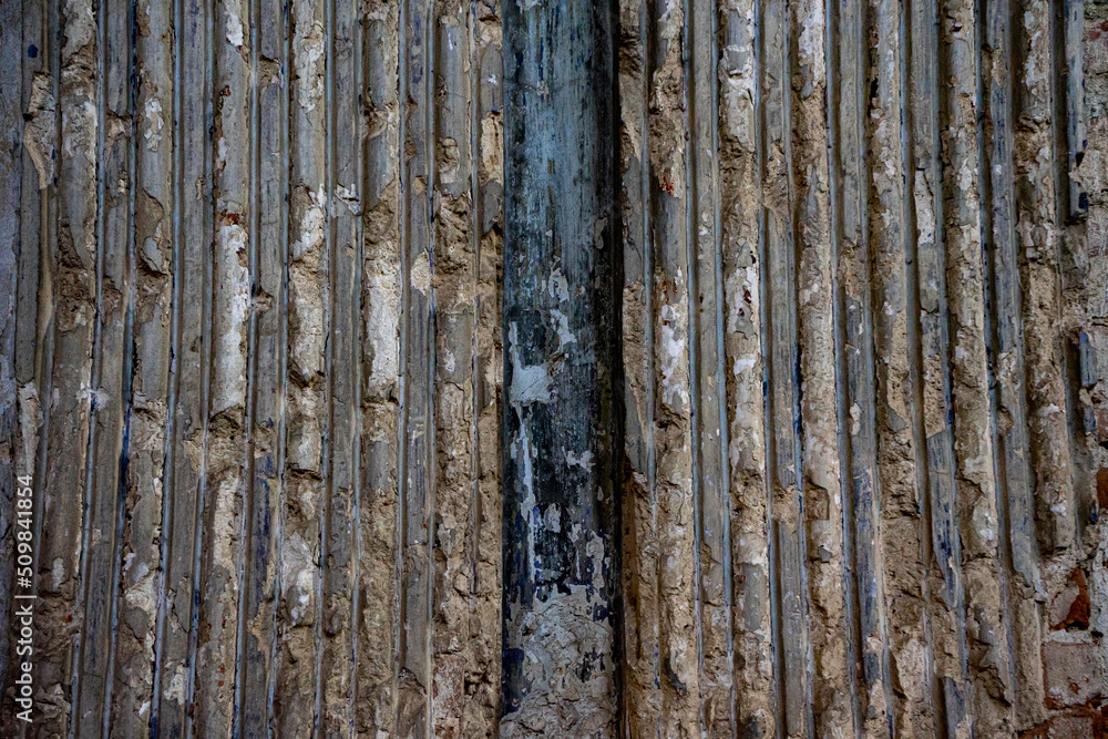 Interior decoration of an ancient building destroyed by time and war. Close up Interior decoration of an ancient building destroyed by time and war. Close up