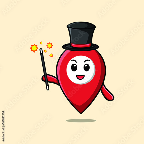 A gorgeous smart cute cartoon magician pin location style design 