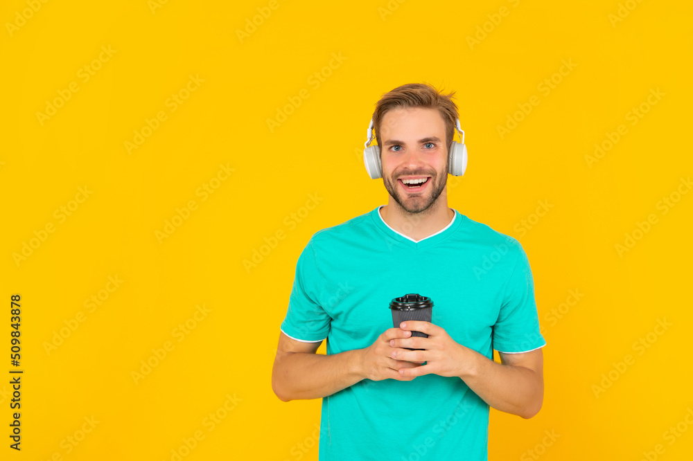 back to school. young guy in headphones. music lover. listen to music. back to school. young guy in headphones. music lover. listen to music.