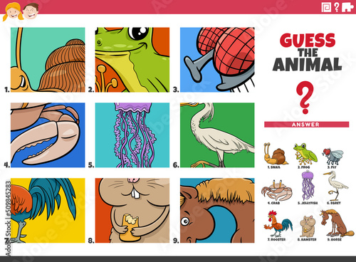 guess cartoon animal characters educational game for children