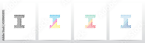 Diagonal Arrow Up Lines Letter Logo Design I