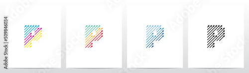 Diagonal Arrow Up Lines Letter Logo Design P