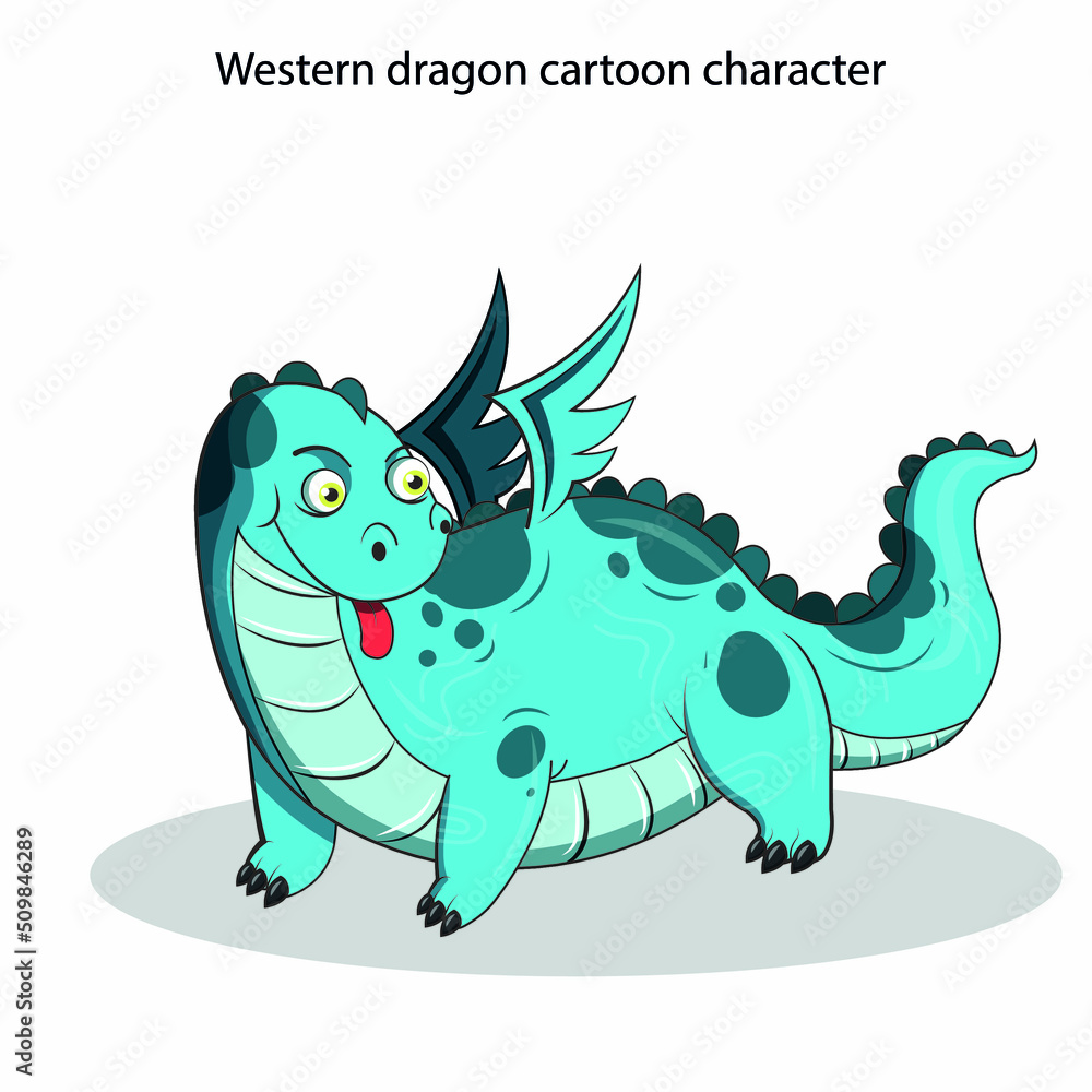 Western dragon icons funny cartoon character sketch Western dragon icons funny cartoon character sketch