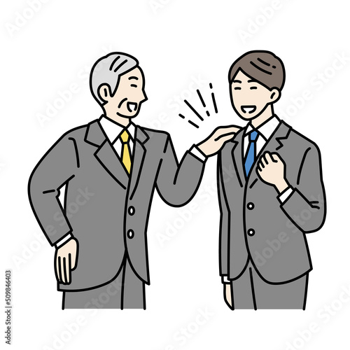褒められる男性ビジネスパーソンのイラスト