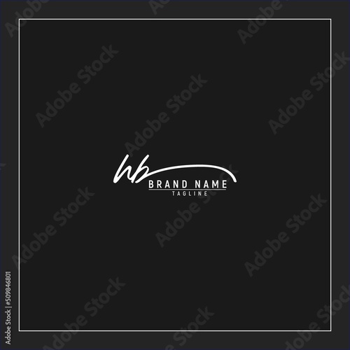 luxury initial HB logo design signature monogram handwriting vector graphic premium illustration