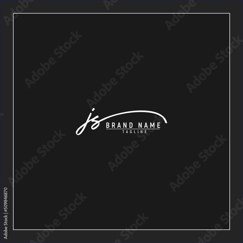 luxury initial JS logo design signature monogram handwriting vector graphic premium illustration