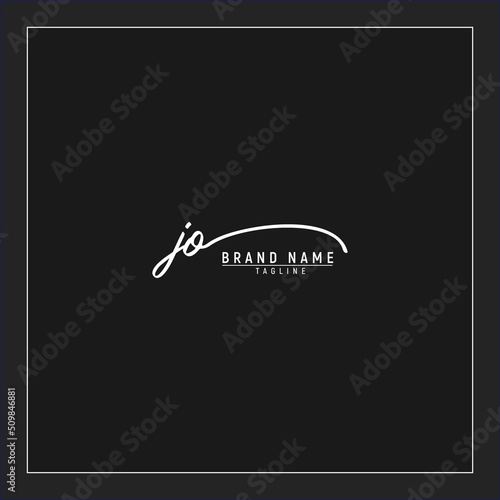 luxury initial JO logo design signature monogram handwriting vector graphic premium illustration