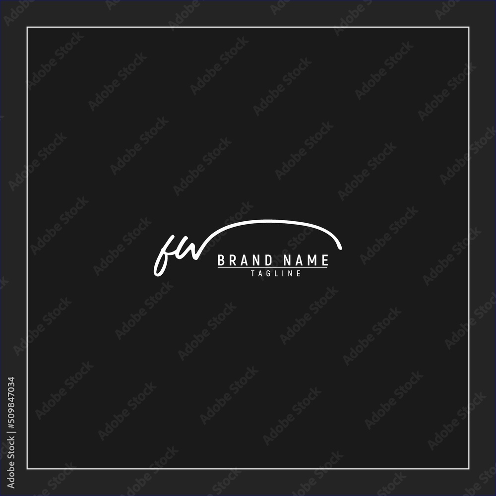 luxury initial FW logo design signature monogram handwriting vector ...