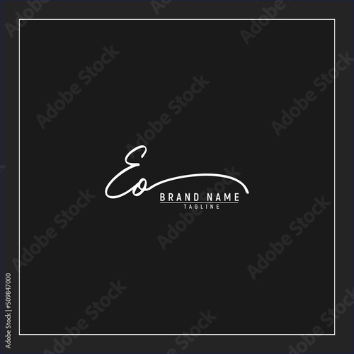 luxury initial EO logo design signature monogram handwriting vector graphic premium illustration photo