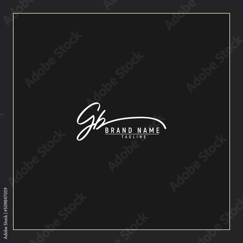 luxury initial GB logo design signature monogram handwriting vector graphic premium illustration photo