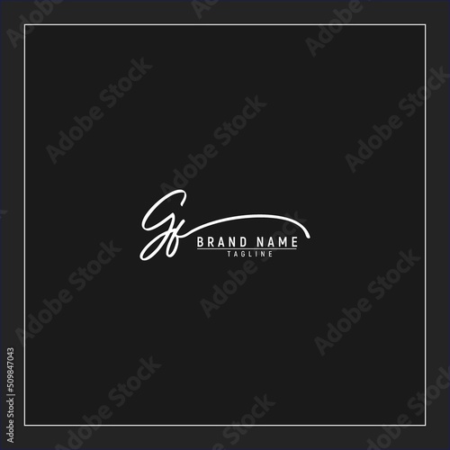 luxury initial GF logo design signature monogram handwriting vector graphic premium illustration