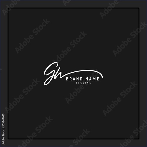 luxury initial GH logo design signature monogram handwriting vector graphic premium illustration photo