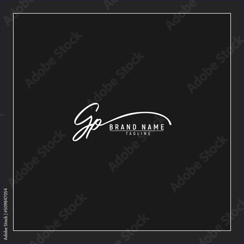 luxury initial GP logo design signature monogram handwriting vector graphic premium illustration